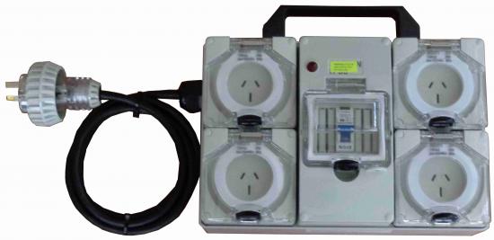 Industrial Power board - 240V 10 Amp with 4  RCBO protected outlets.